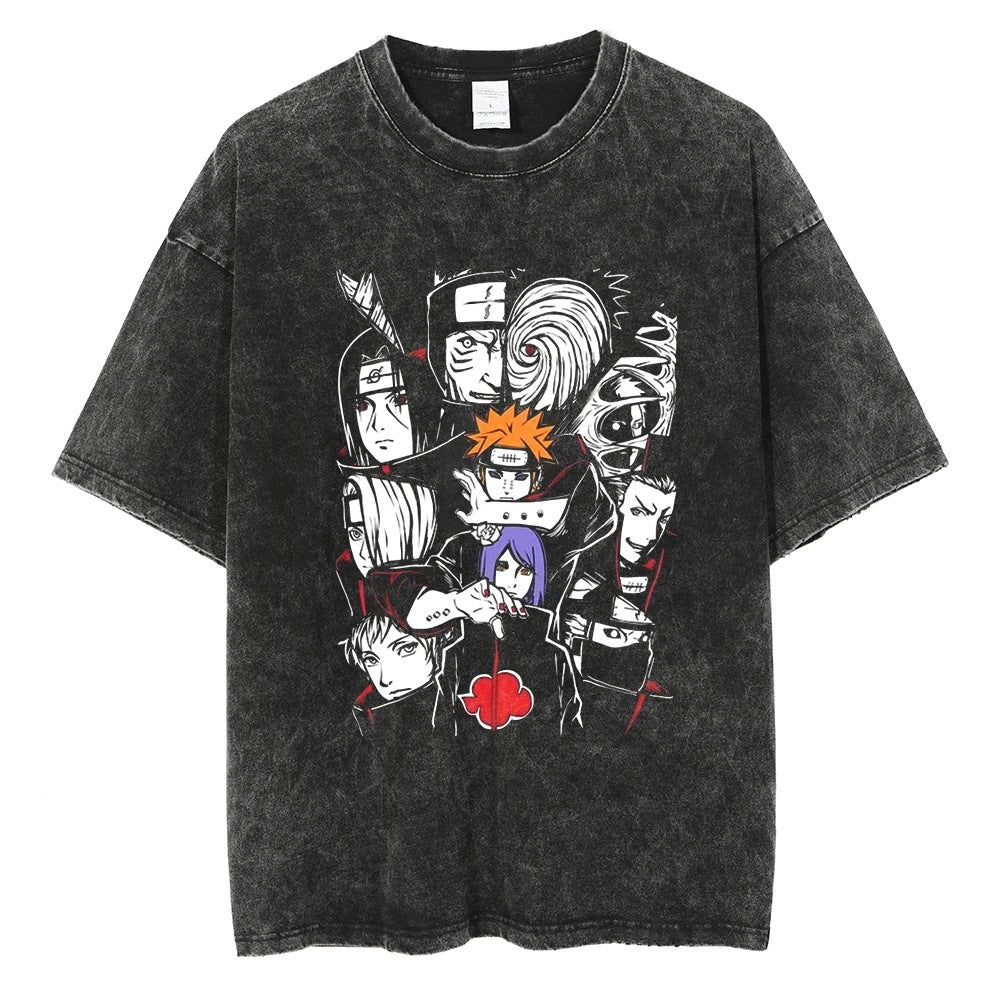 Hip Hop Streetwear Washed Oversized T-Shirt Japanese Anime 202