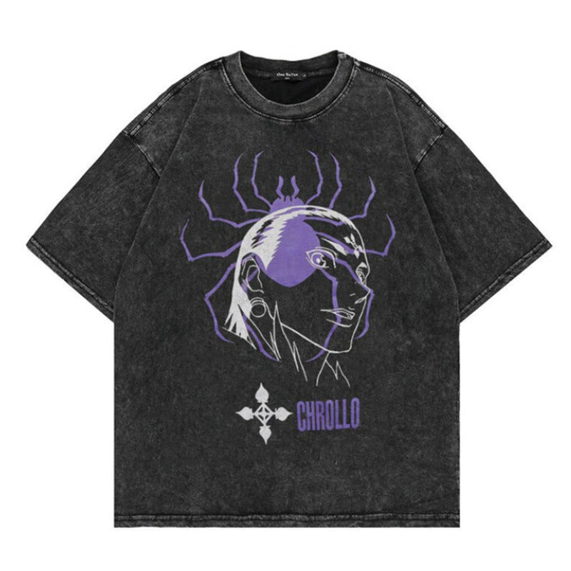 Anime New T-Shirt Cotton Top T-Shirt Dark Shirt Printing Anime Short-Sleeved Men's and Women's 220g Series