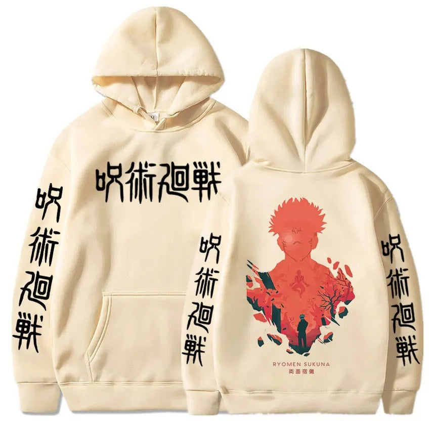 Jujutsu Kaisen Ryomen Sukuna Hoodies Man Anime Harajuku Fleece