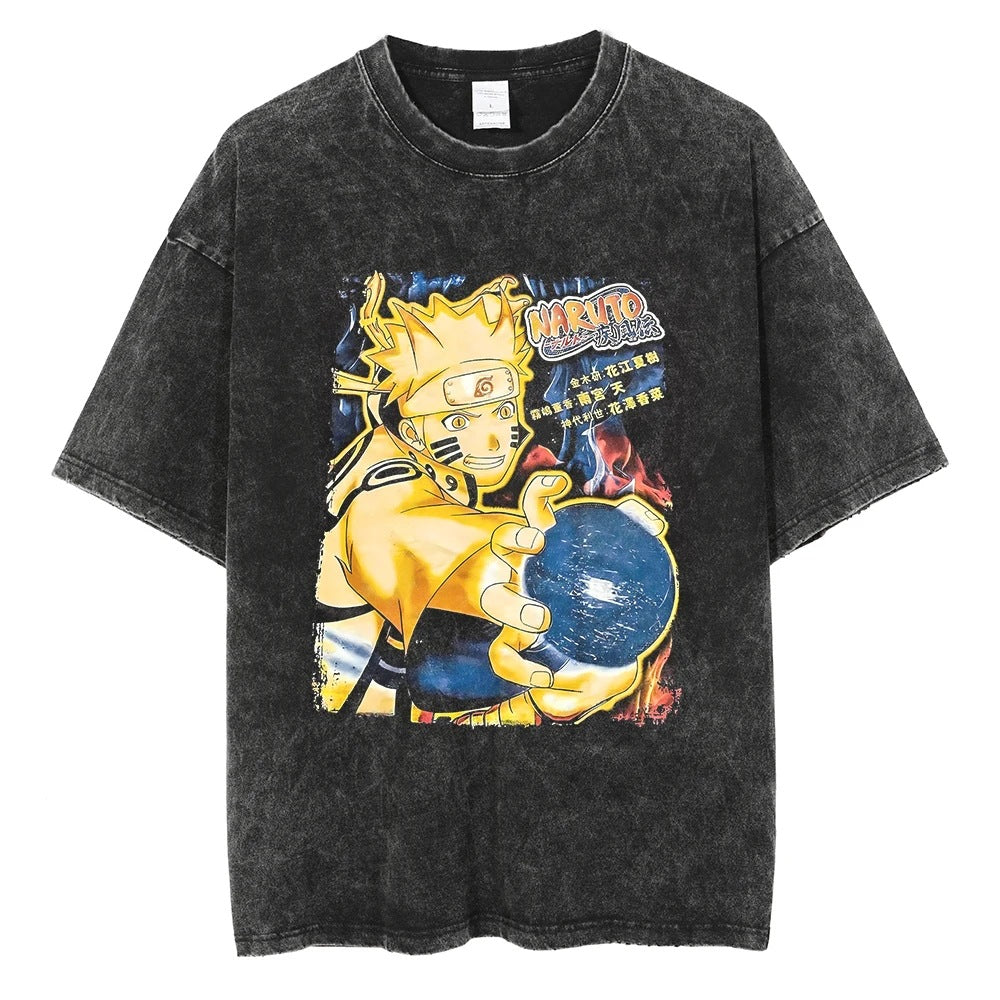 Hip Hop Streetwear Washed Oversized T-Shirt Japanese Anime 202