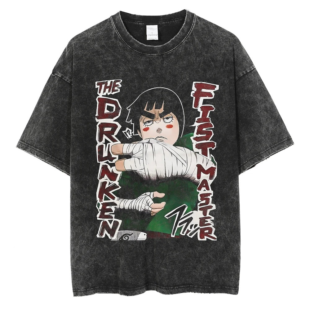 Hip Hop Streetwear Washed Oversized T-Shirt Japanese Anime 202