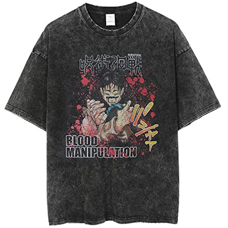 Anime New T-Shirt Cotton Top T-Shirt Dark Shirt Printing Anime Short-Sleeved Men's and Women's 220g Series