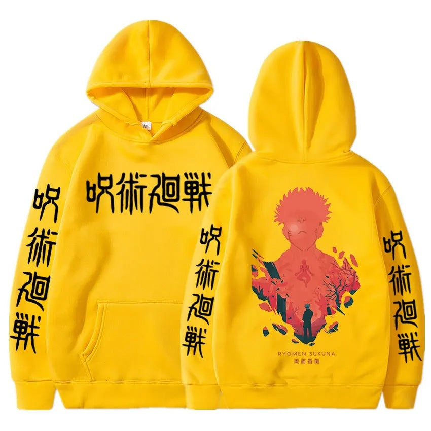 Jujutsu Kaisen Ryomen Sukuna Hoodies Man Anime Harajuku Fleece
