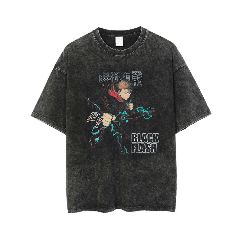 Anime New T-Shirt Cotton Top T-Shirt Dark Shirt Printing Anime Short-Sleeved Men's and Women's 220g Series