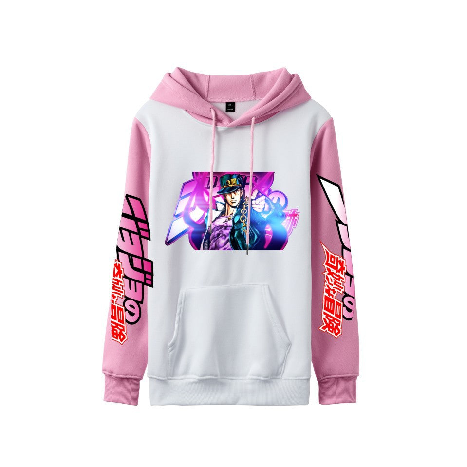 Cross-Border New Jojo Bizarre Adventure Series Anime Printed Casual Velvet Couple Hooded Trendyy Sweatshirt