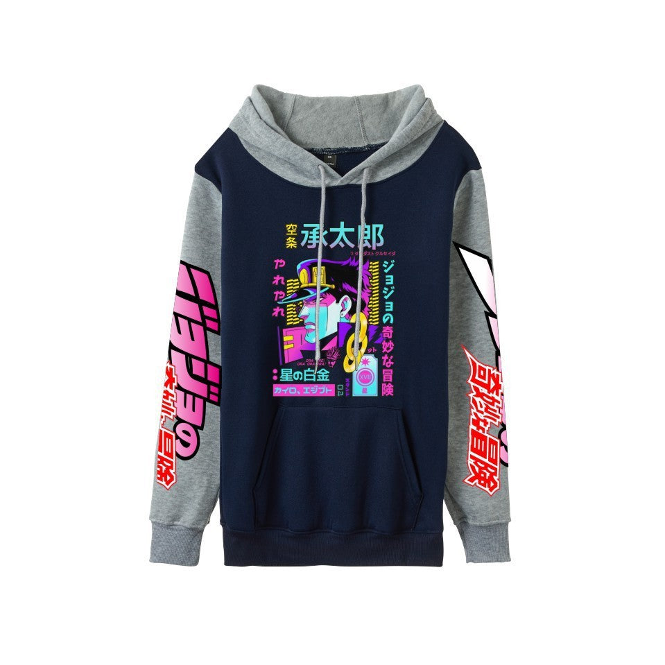 Cross-Border New Jojo Bizarre Adventure Series Anime Printed Casual Velvet Couple Hooded Trendyy Sweatshirt