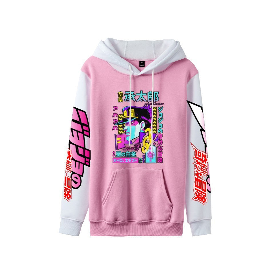 Cross-Border New Jojo Bizarre Adventure Series Anime Printed Casual Velvet Couple Hooded Trendyy Sweatshirt