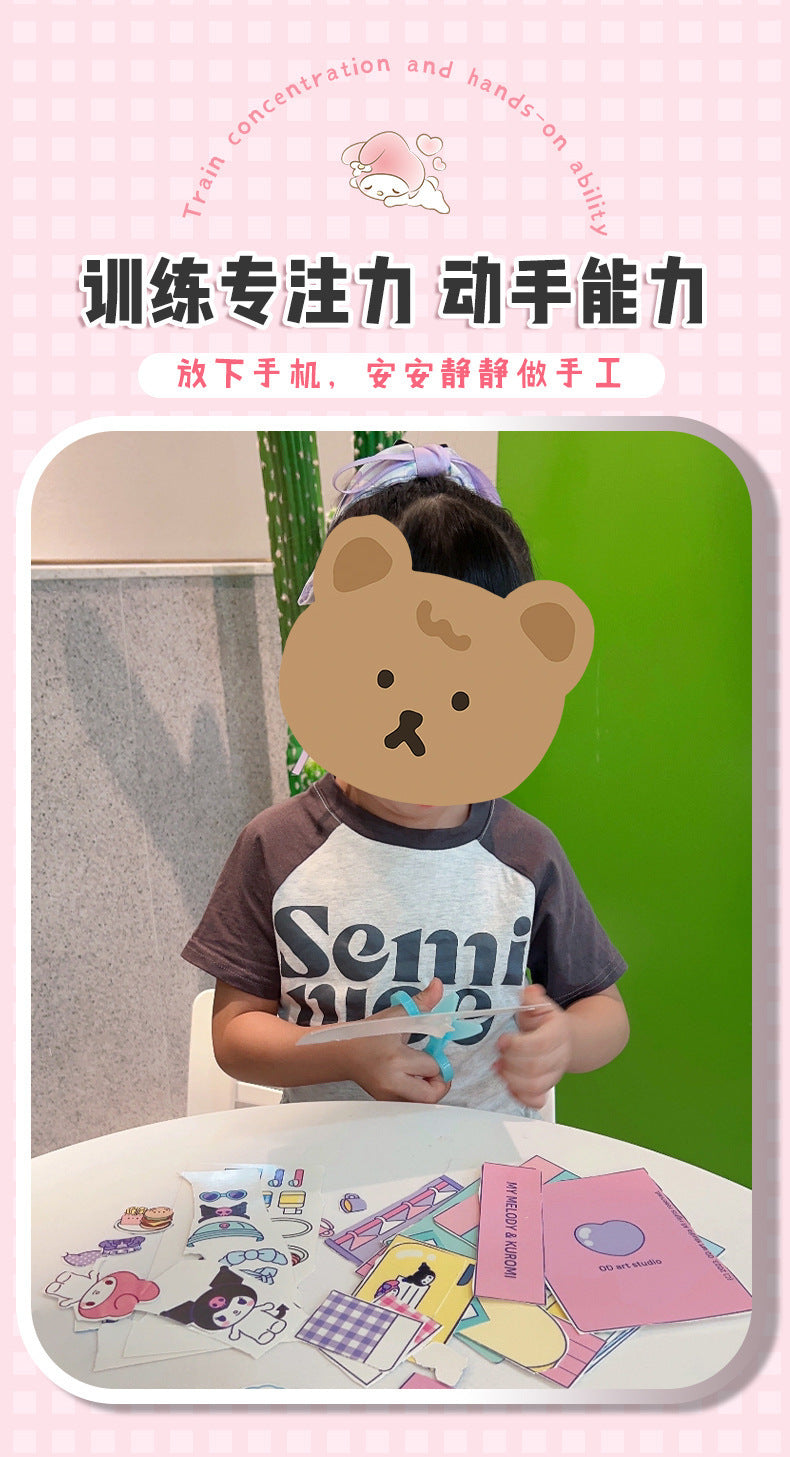 [Clearance Sale] Children's Quiet Book No-Cut Stress Relief Sanrio Children's Handmade Dress-Up Sticker Quiet Book