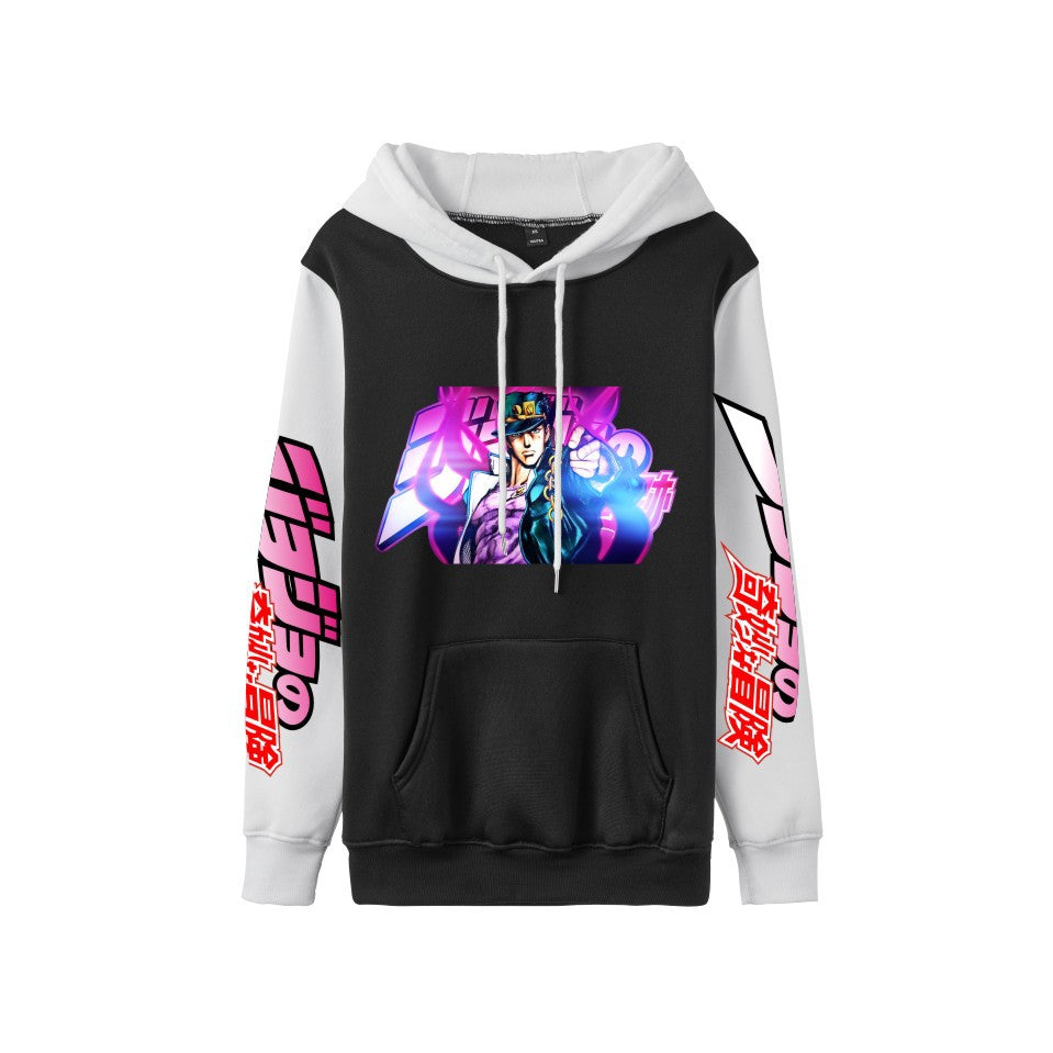 Cross-Border New Jojo Bizarre Adventure Series Anime Printed Casual Velvet Couple Hooded Trendyy Sweatshirt