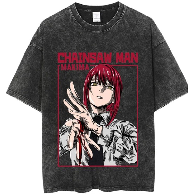 Anime New T-Shirt Cotton Top T-Shirt Dark Shirt Printing Anime Short-Sleeved Men's and Women's 220g Series