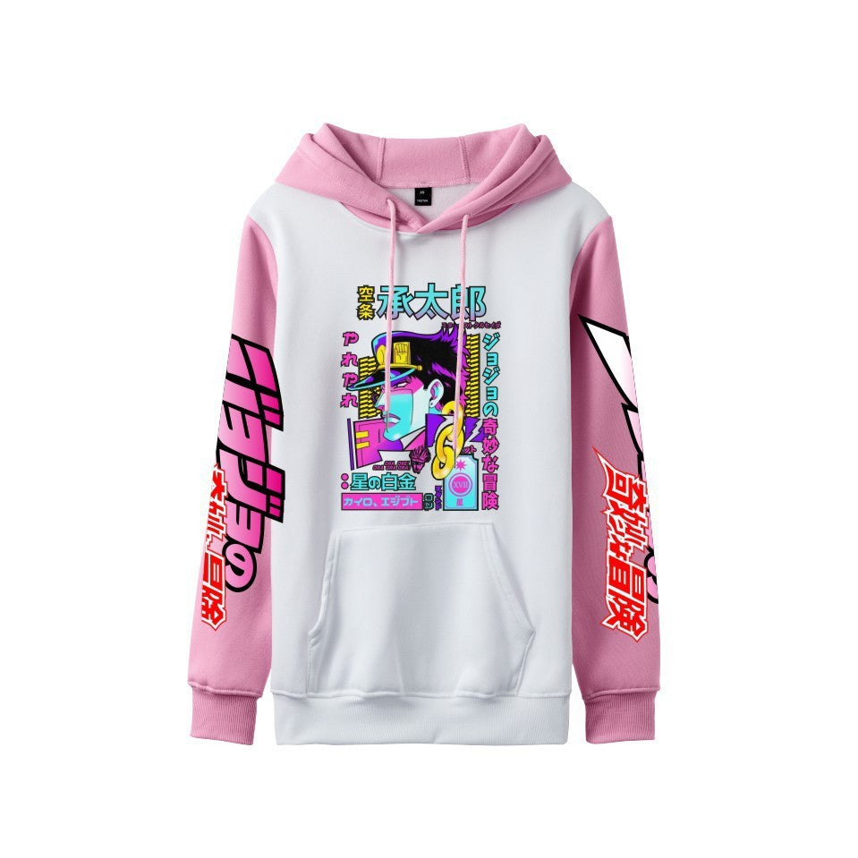 Cross-Border New Jojo Bizarre Adventure Series Anime Printed Casual Velvet Couple Hooded Trendyy Sweatshirt