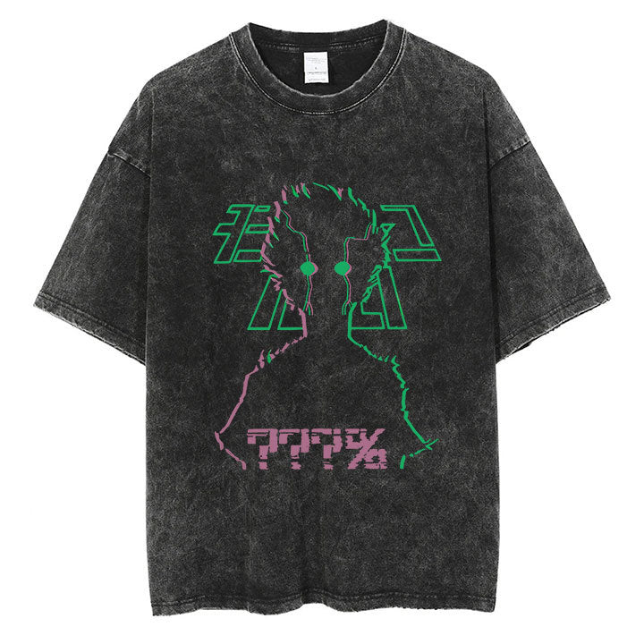 Anime Mob Psycho 100 Washed Tshirt Men Streetwear Harajuku g