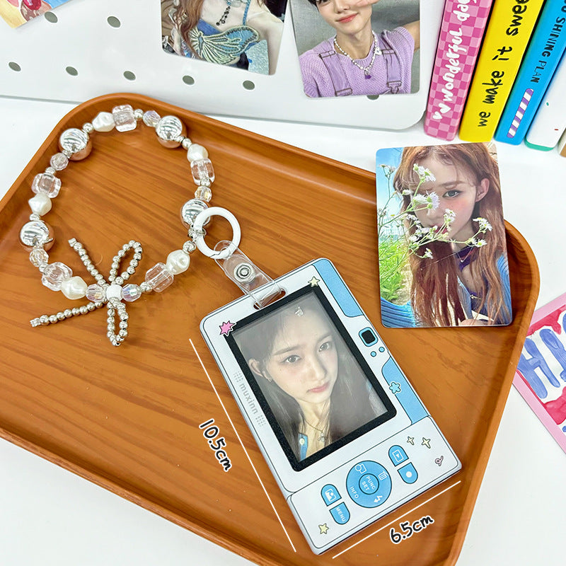 Transparent Card Holder Ins Style Idol Chasing Star Acrylic Small Card Protective Cover Chain Polaroid Photo Card Bag Pendant