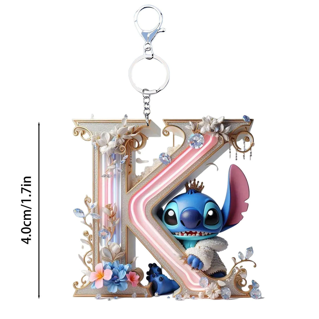 Acrylic flat 2D Stitch 26 English letters Pendant Keychain Rearview Mirror Pendant Birthday Cake Ornament Gift Animation