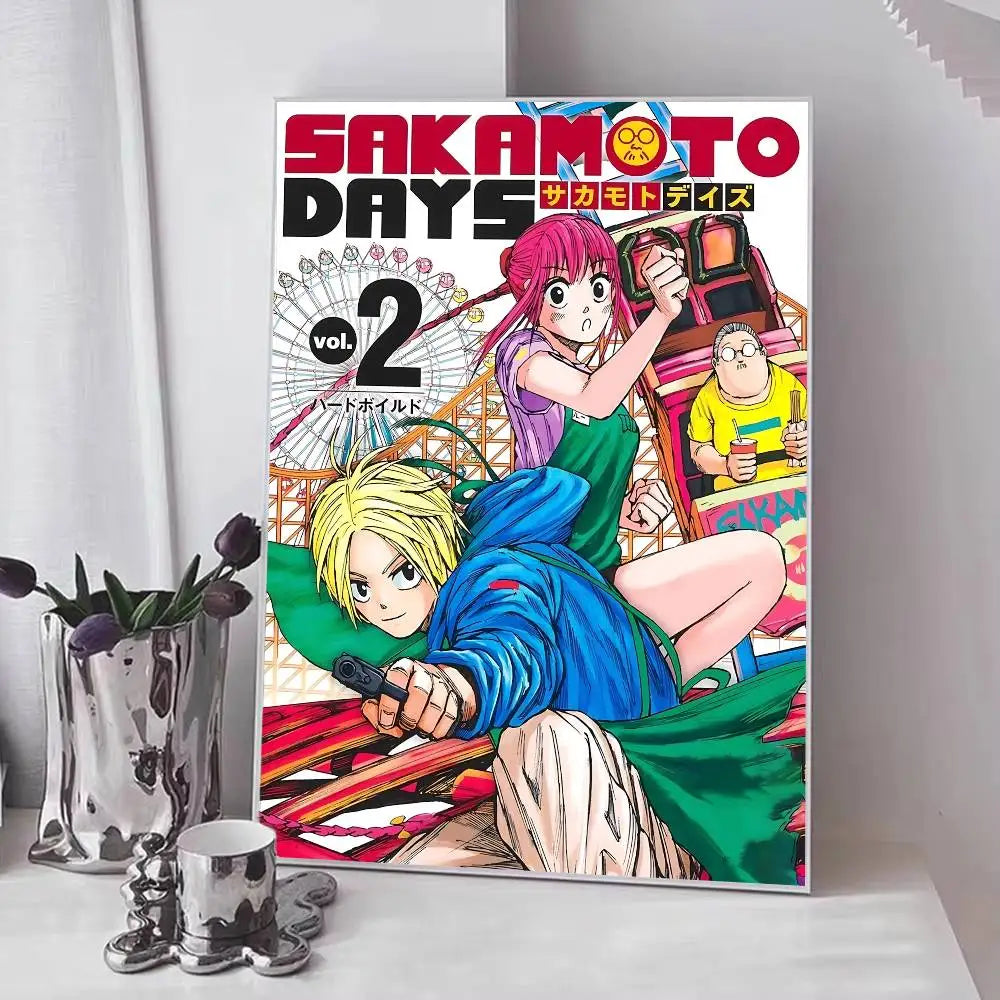 Popular Japanese Anime S-SAKAMOTO D-DAYS Manga Posters Fancy Wall Sticker for Living Room Bar Decoration Wall Decor