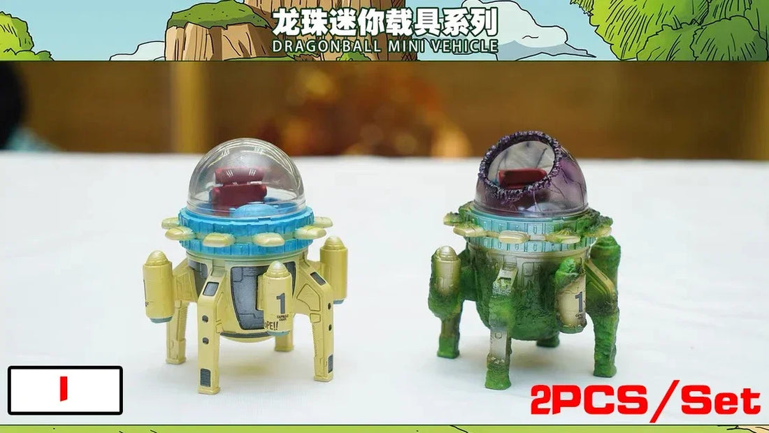 10cm/3.93in Anime Dragon Ball Z 2pcs/set Capsule Spaceship Vegeta Goku space pod Figure PVC Goku Collectible Model Toys Gifts
