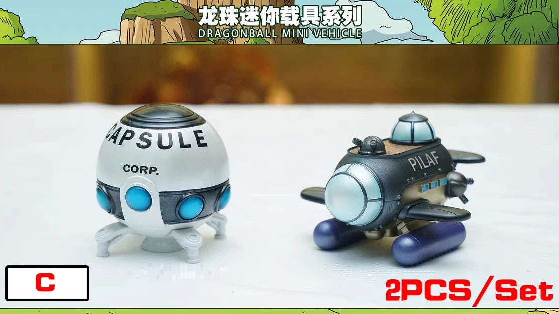 10cm/3.93in Anime Dragon Ball Z 2pcs/set Capsule Spaceship Vegeta Goku space pod Figure PVC Goku Collectible Model Toys Gifts