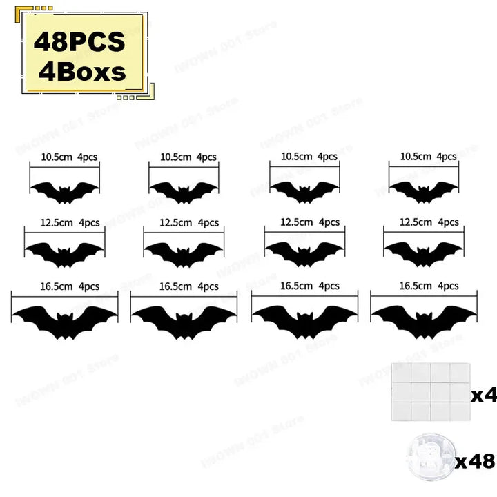 Halloween Bat/Spider Decor Night Light 3D Purple/Green Lights Wall Sticker for Self-adhesive Decor Halloween Party Decoration
