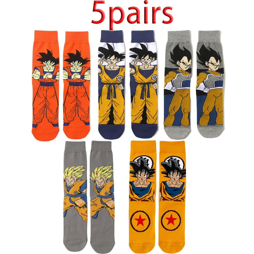 5 pairs of trendy anime socks, fun hip-hop style, high-quality neutral stockings, cosplay, men's and women's holiday gifts