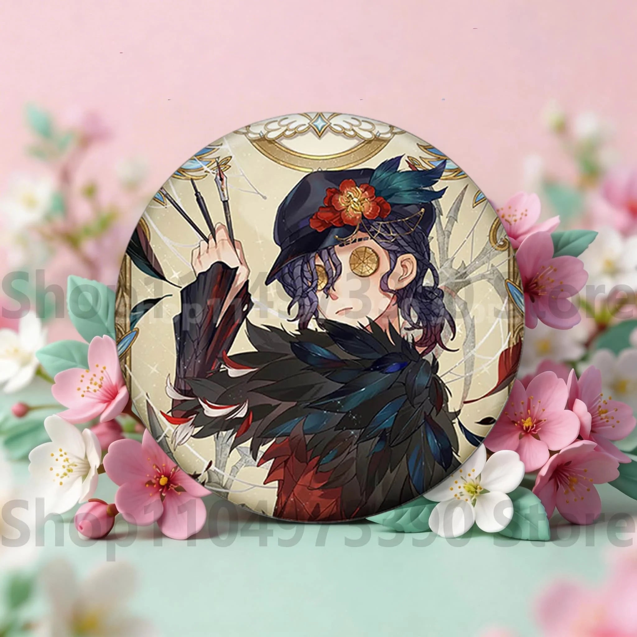 Anime Game Identity V Badge Michiko Hastur Fiona Gilman Joseph Desaulniers Round Button Pins for Schoolbag Cosplay Brooch Gift