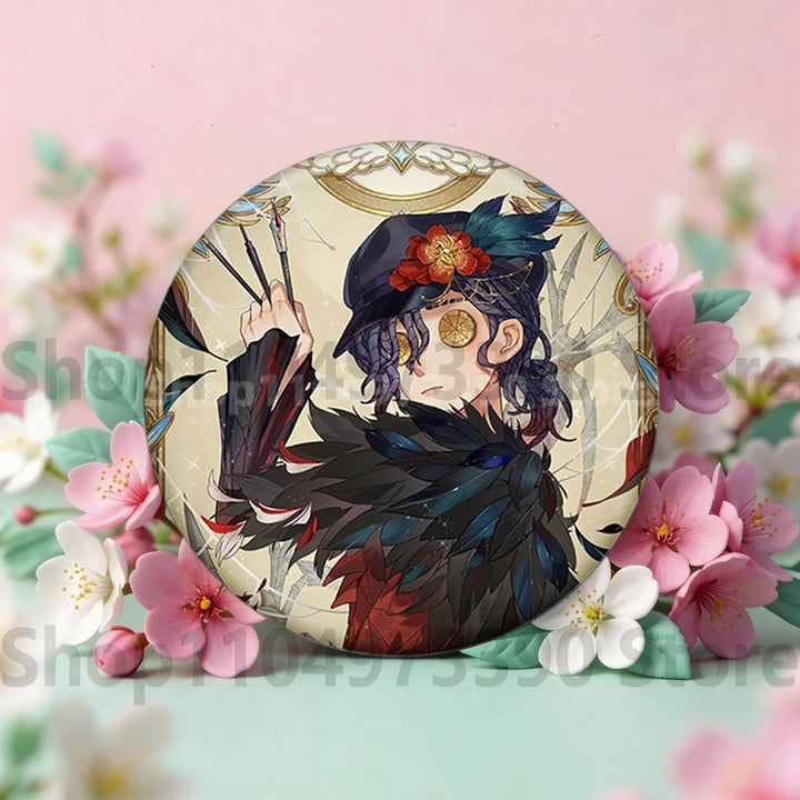 Anime Game Identity V Badge Michiko Hastur Fiona Gilman Joseph Desaulniers Round Button Pins for Schoolbag Cosplay Brooch Gift