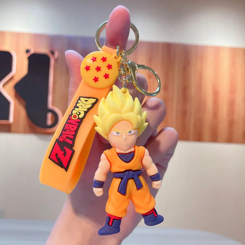 Anime Dragon Ball Keychain Fashion Jewelry Son Goku Vegeta Piccolo Action Figures 8CM PVC Key Ring for Men Women Bag Pendant