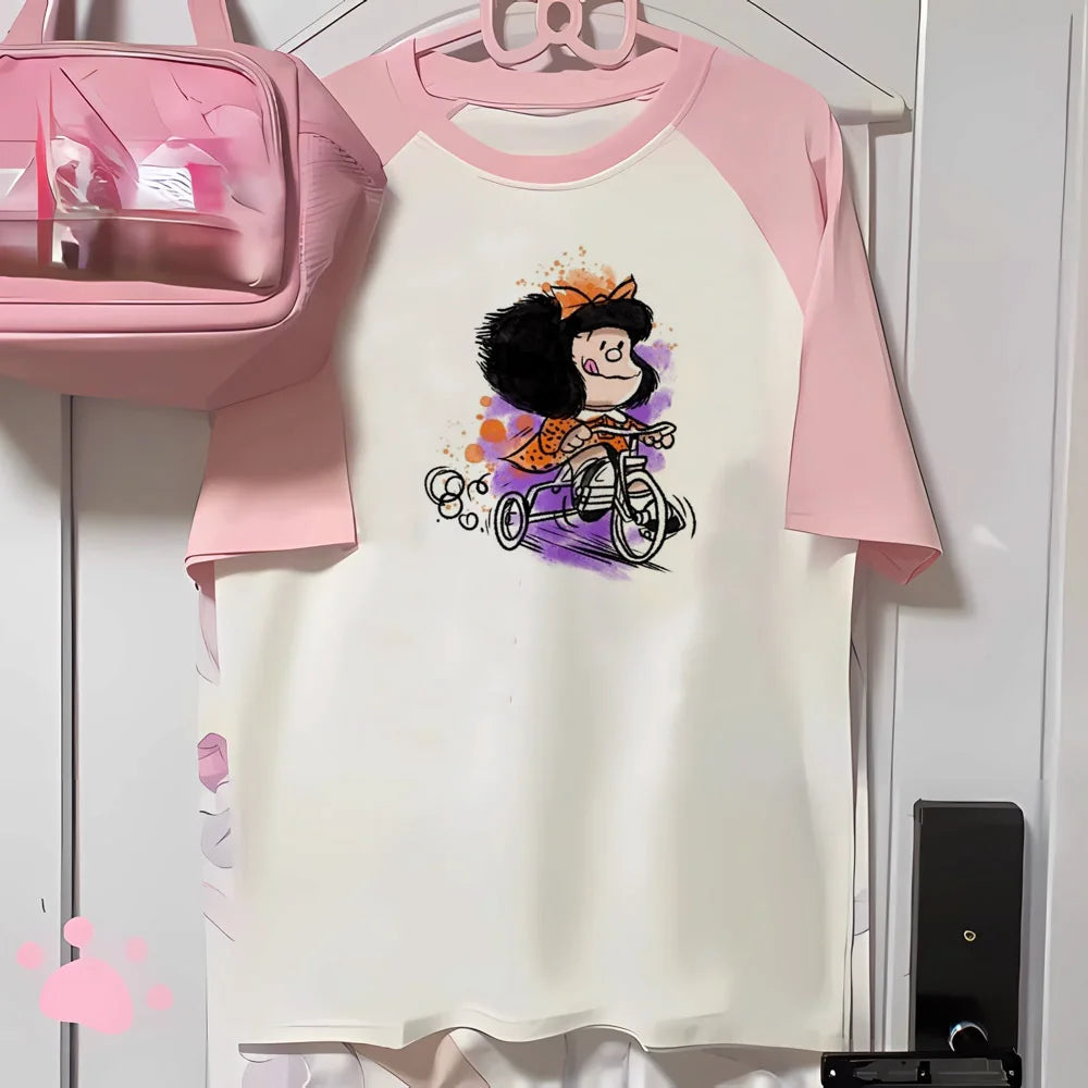Mafalda tshirt women youthful stretchy anime top female anime clothes