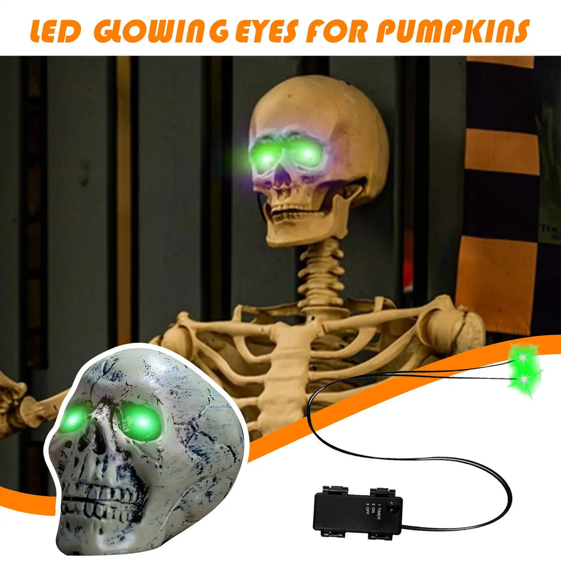 Glowing Eyes Halloween Decor with Timer LED Light Up Props for Skulls Pumpkins Tombstones Masks Halloween Party Decorations