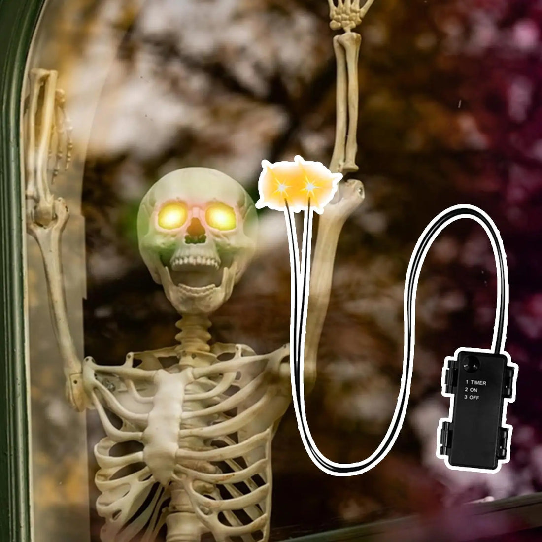 Glowing Eyes Halloween Decor with Timer LED Light Up Props for Skulls Pumpkins Tombstones Masks Halloween Party Decorations