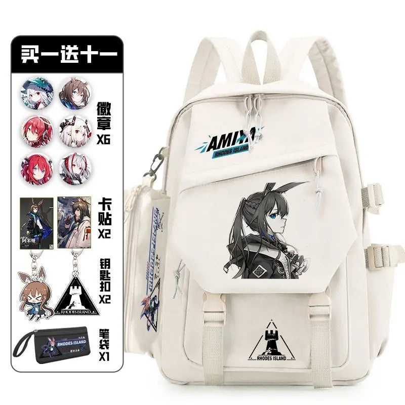 Arknights Backpack with Pain Pack Badge Set Anime Bag Teenagers Schoolbag Students Book Travel Bag Girl Boy Cosplay