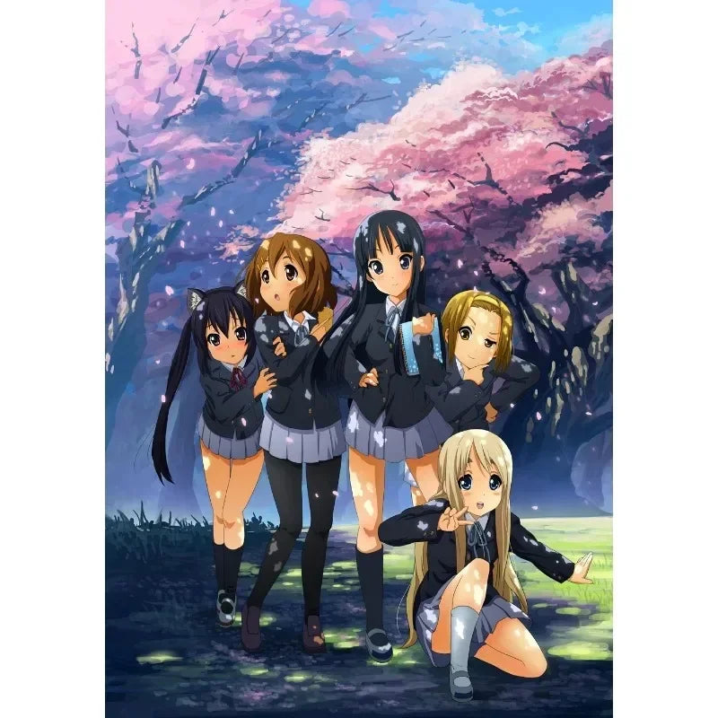 Japan Classic Anime Music K-On! Poster Print Cute Beautiful Girl Band HD 4K Canvas Painting Wall Art Home Living Room Decorative