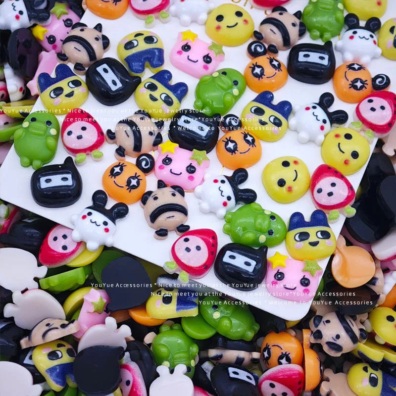 20Pcs Resin Mini tamagotchi gogo Nail charm Art Flatback acrylic Figurines DIY Miniatures Decor Craft