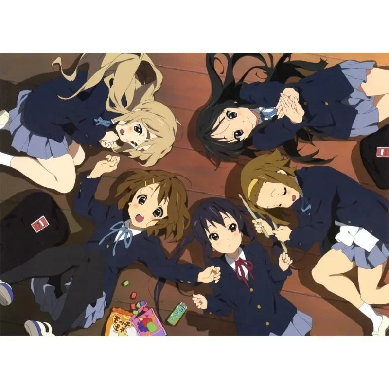 Japan Classic Anime Music K-On! Poster Print Cute Beautiful Girl Band HD 4K Canvas Painting Wall Art Home Living Room Decorative
