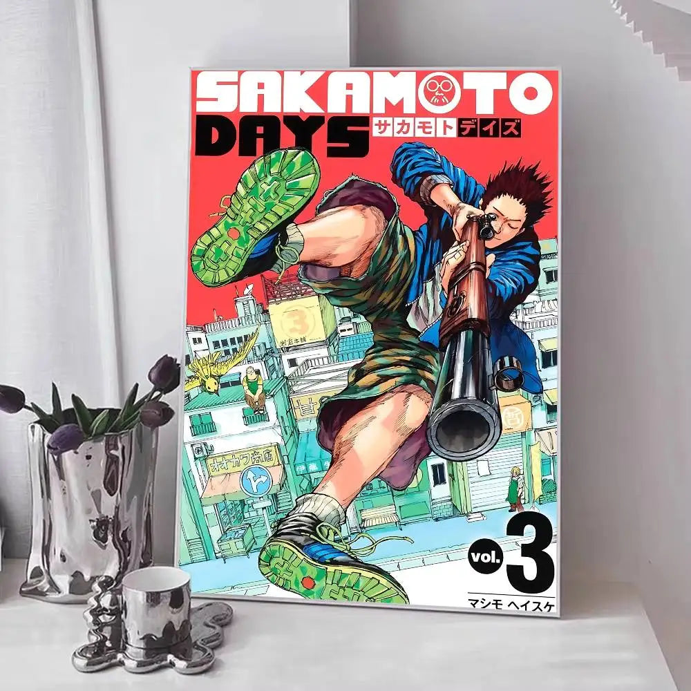 Popular Japanese Anime S-SAKAMOTO D-DAYS Manga Posters Fancy Wall Sticker for Living Room Bar Decoration Wall Decor