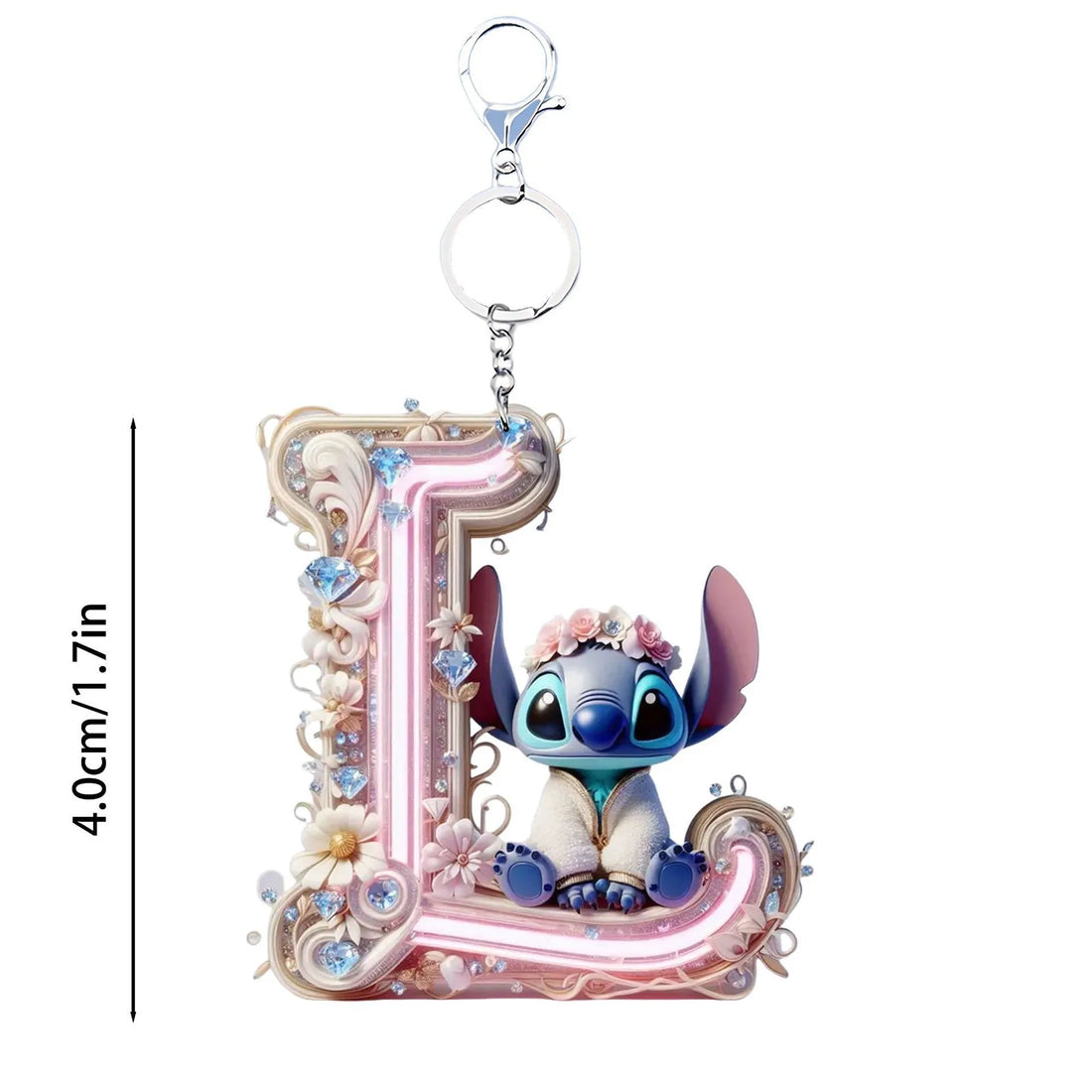 Acrylic flat 2D Stitch 26 English letters Pendant Keychain Rearview Mirror Pendant Birthday Cake Ornament Gift Animation