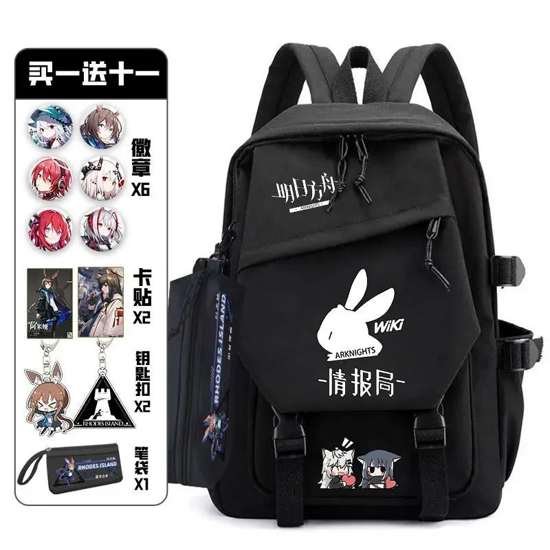 Arknights Backpack with Pain Pack Badge Set Anime Bag Teenagers Schoolbag Students Book Travel Bag Girl Boy Cosplay