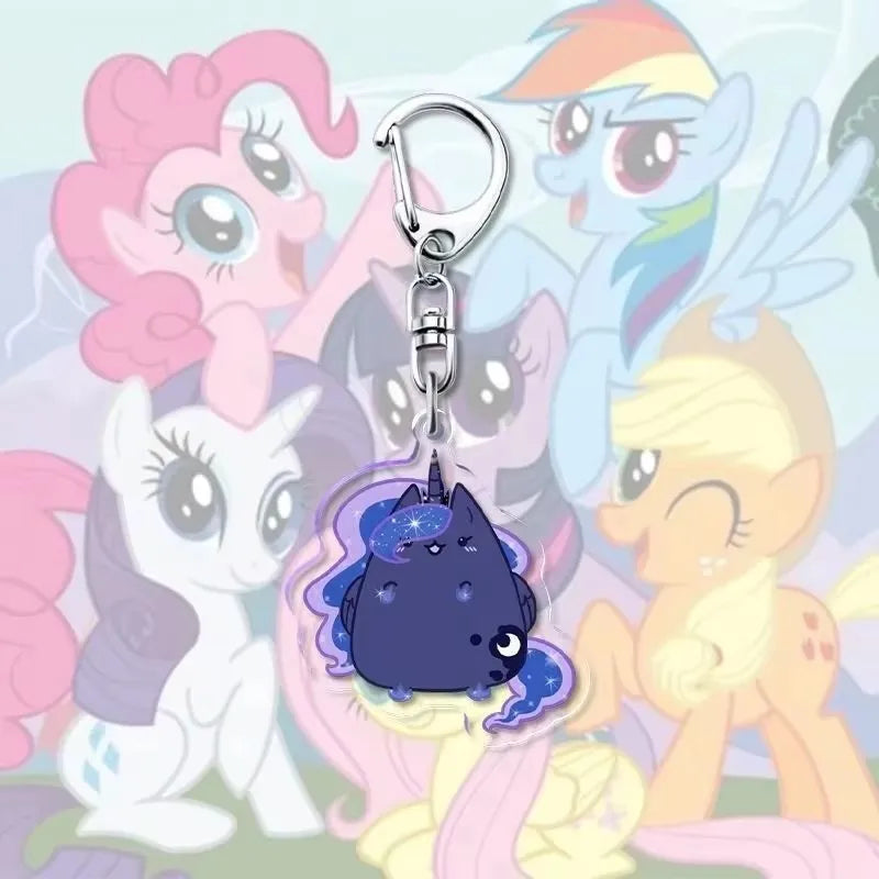 1pcs My Little Pony Keychain acrylic Pendant Anime Keyring Cartoon Decorative Pendants