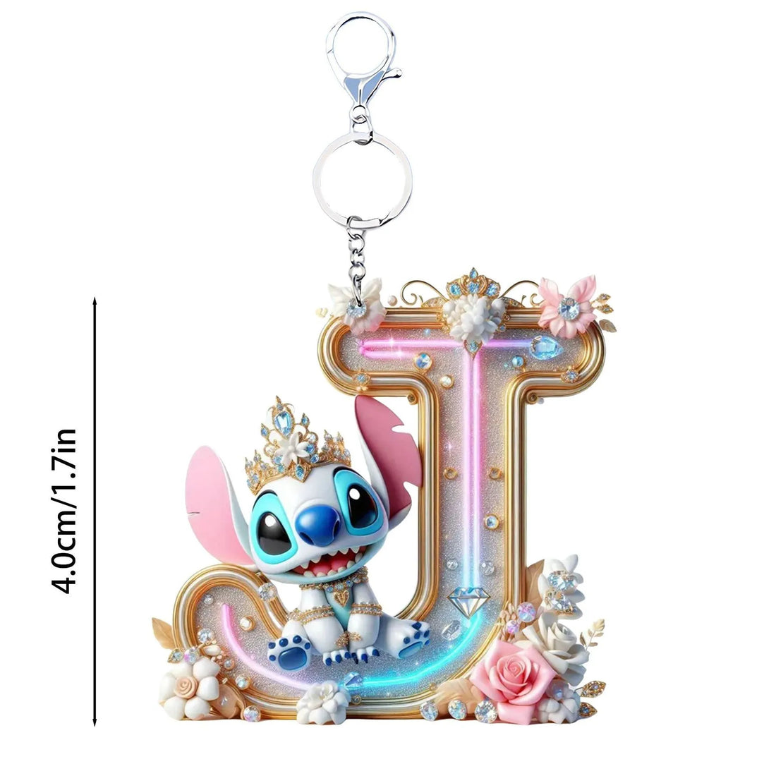 Acrylic flat 2D Stitch 26 English letters Pendant Keychain Rearview Mirror Pendant Birthday Cake Ornament Gift Animation