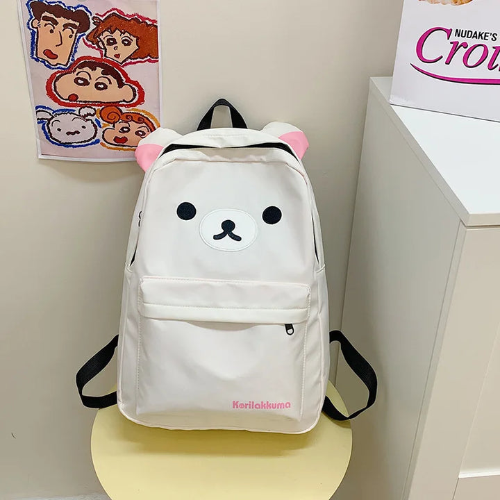 Hot Cute Bear Rilakkumas Backpack Large Capacity Anime Cartoon Backpack Stylish Student School Bag Nylon Shoulder Bags Schoolbag