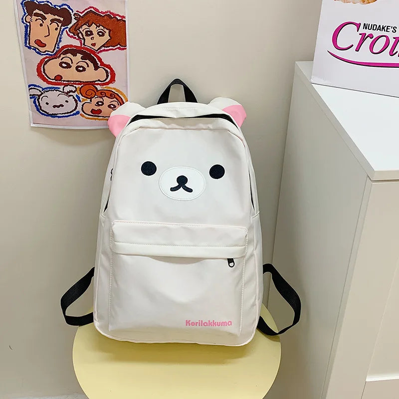 Hot Cute Bear Rilakkumas Backpack Large Capacity Anime Cartoon Backpack Stylish Student School Bag Nylon Shoulder Bags Schoolbag