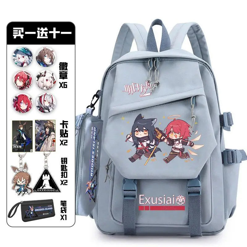 Arknights Backpack with Pain Pack Badge Set Anime Bag Teenagers Schoolbag Students Book Travel Bag Girl Boy Cosplay