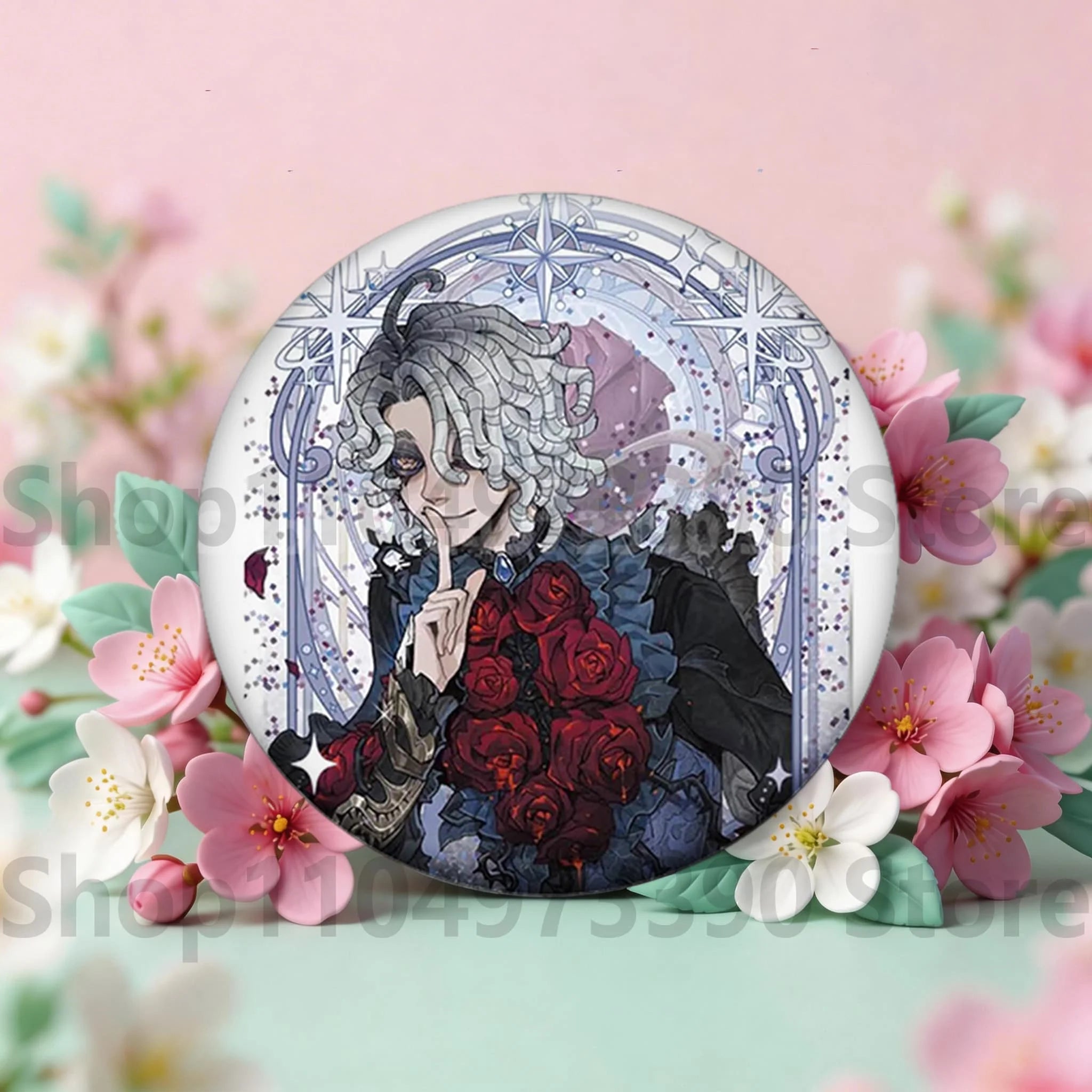 Anime Game Identity V Badge Michiko Hastur Fiona Gilman Joseph Desaulniers Round Button Pins for Schoolbag Cosplay Brooch Gift