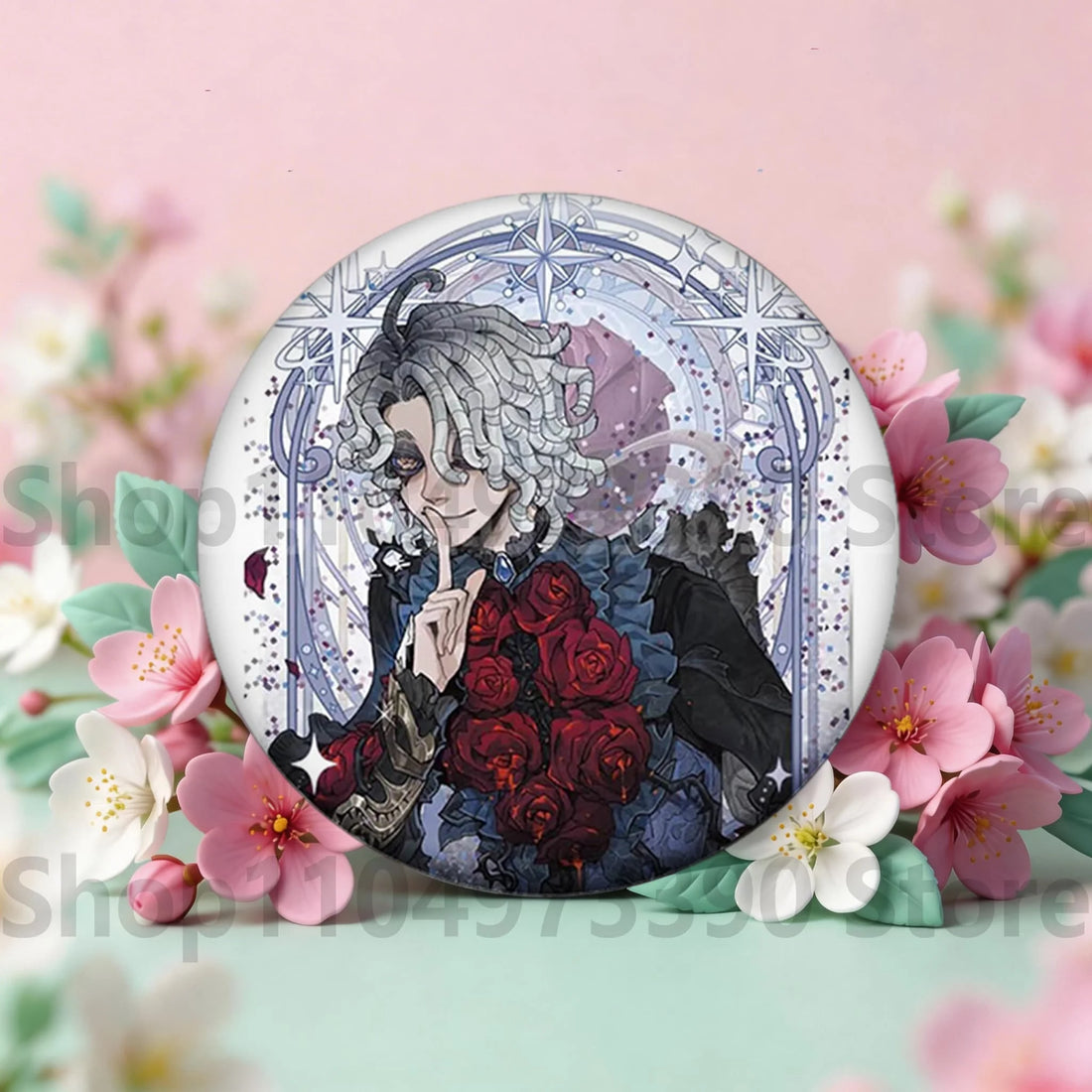 Anime Game Identity V Badge Michiko Hastur Fiona Gilman Joseph Desaulniers Round Button Pins for Schoolbag Cosplay Brooch Gift