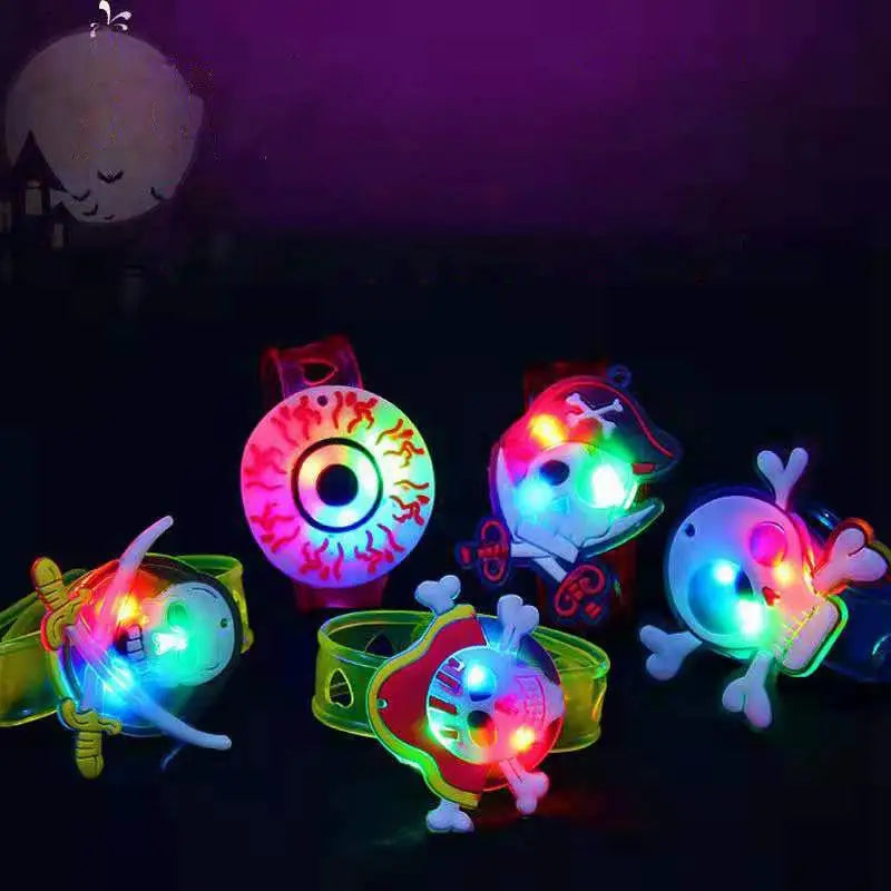 5/10/20PCS Glowing Halloween Pumpkin Ghost Bracelet Rings Night Decor Halloween Party Favor Festival Carnival Gifts Bag Fillers