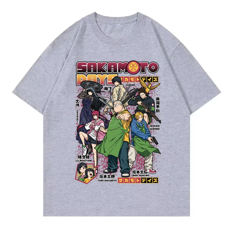 2025 New Design Anime T-shirts Sakamoto Days Short Sleeve Retro Tops Tees Streetwear Men Clothing Sakamoto Days Summer T-shirt