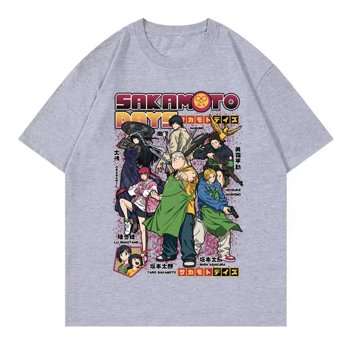 2025 New Design Anime T-shirts Sakamoto Days Short Sleeve Retro Tops Tees Streetwear Men Clothing Sakamoto Days Summer T-shirt