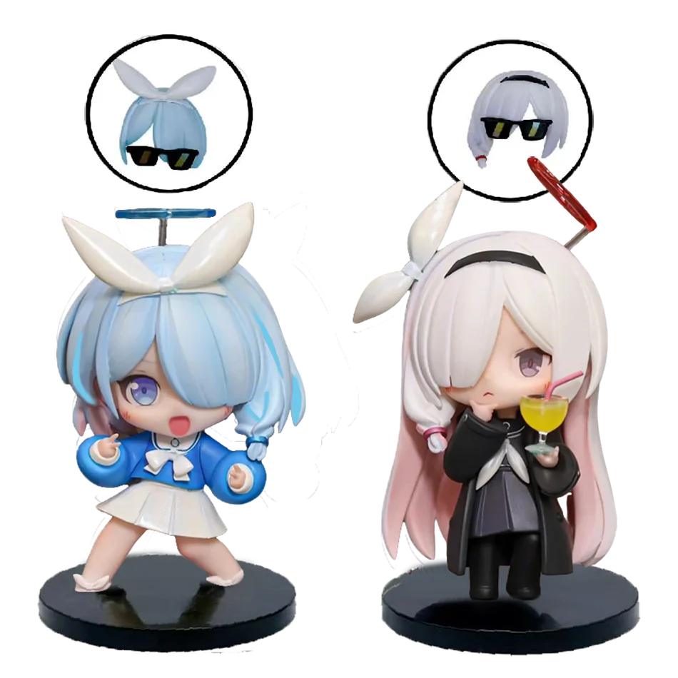 2 Kinds Blue Archive Anime Figurine Arona Prana Game Character Q Version Cartoon Collectible Model Face Changing Toys Gifts