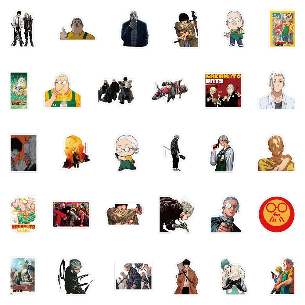 60Pcs Sakamoto Days Graffiti Stickers Scooter Notebook DIY Manga Stickers