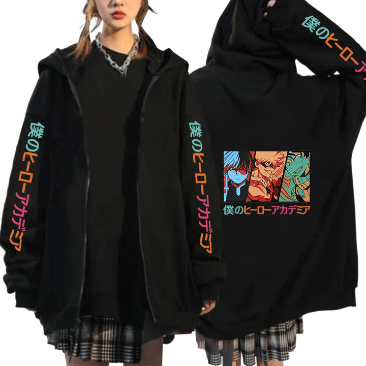 Anime Clothes My Hero Academia Shoto Todoroki Bakugou Deku Graphic Anime Hoodies Unisex Zip Up Hoodies Sweatshirts Anime Jackets