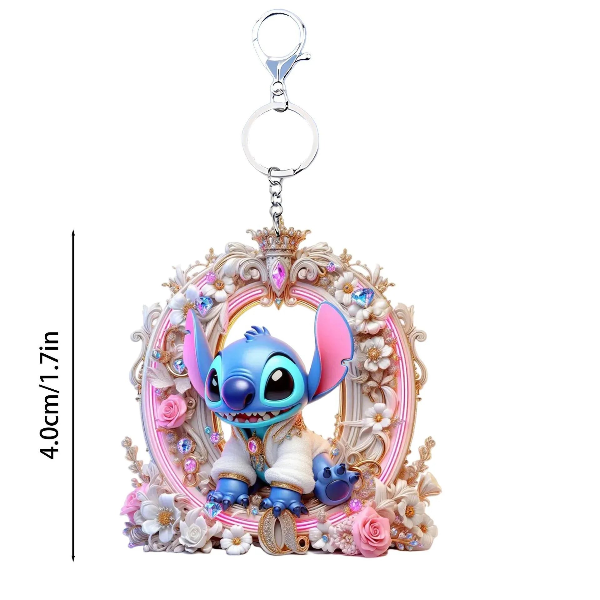 Acrylic flat 2D Stitch 26 English letters Pendant Keychain Rearview Mirror Pendant Birthday Cake Ornament Gift Animation